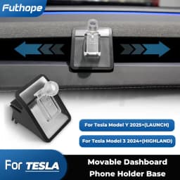 Futhope 17mm Bracket Base for Tesla Model 3 Highland Model Y Juniper Launch Soft Adhesive Flexible Movable 360 Degree Rotation
