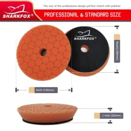 Sharkfox 5/6inch Car Polishing Disc Buffing Polishing Pads Self-Adhesive Buffing Waxing Germany Foam Polishing Pad For DA/RO