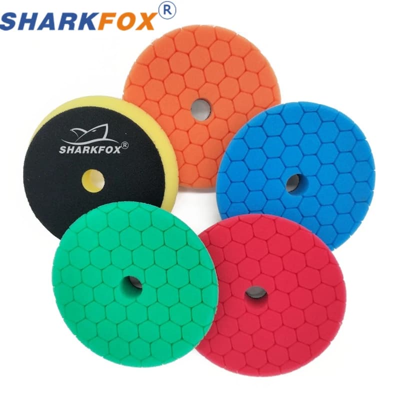 Sharkfox 5/6inch Car Polishing Disc Buffing Polishing Pads Self-Adhesive Buffing Waxing Germany Foam Polishing Pad For DA/RO