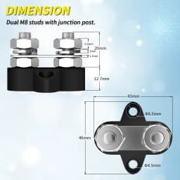 DaierTek 5/16" Terminal Block Studs M8 48V Junction Block Bus Bar Insulated Dual Power Distribution Stud Positive Negative RV