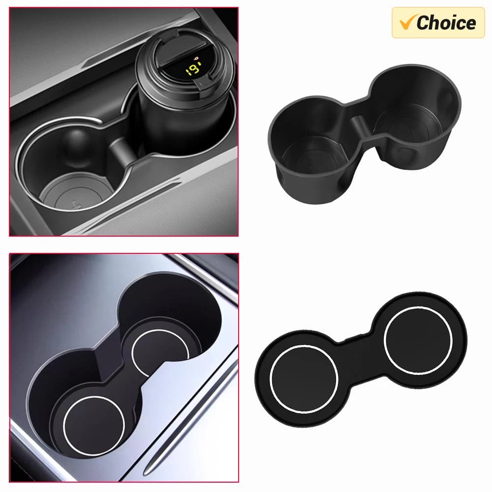 USVOTOV Water Cup Holder Inserts For Tesla Model Y YL Model 3 2025 2026 Accessories Center Console Organizer Storage Box Coaster