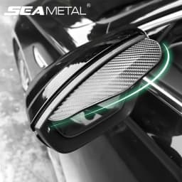SEAMETAL 2pcs Universal Car Rearview Mirror Rain Eyebrow Carbon Fiber Car Rear View Rainproof Blades Stickers for Car Accessorie