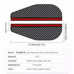 SEAMETAL 2pcs Universal Car Rearview Mirror Rain Eyebrow Carbon Fiber Car Rear View Rainproof Blades Stickers for Car Accessorie