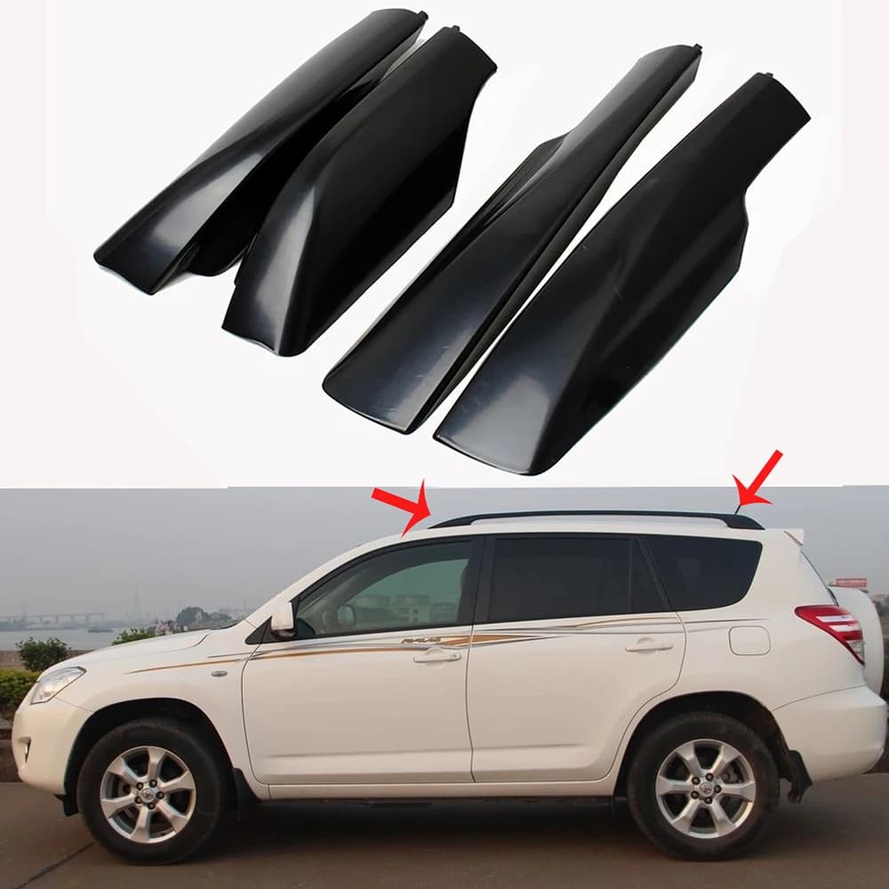 4PCS Car Roof Rack Cover For Toyota RAV4 2006 2007 2008 2009 2010 2012 ABS Roof Rack Rail End Cap Replace Protective Cover