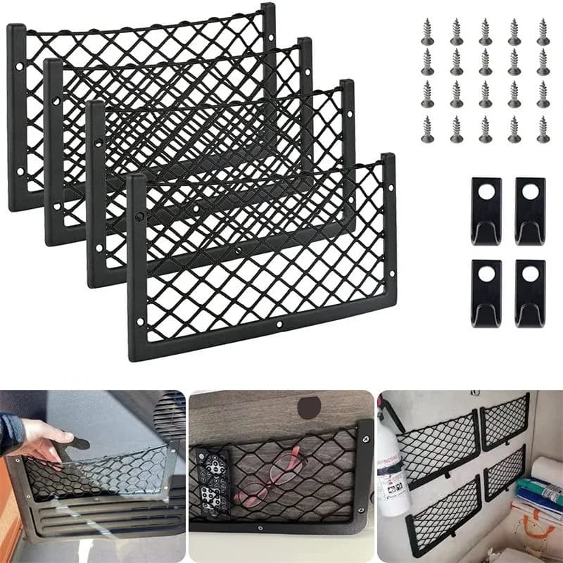 Car Storage Net Elastic Net Cargo Mesh Nets Caravan Bus Camping Vehicle Seat Back Organizer Mesh Auto Interior Accessories