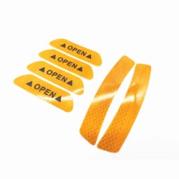 6PCS Car Door Warning Decal Sticker OPEN Reflective Yellow Anti-collision Cover Trim