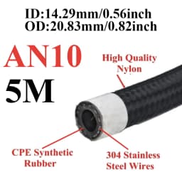 1M/2M/3M/5M/6M AN4 AN6 AN8 AN10 Car Fuel Hose Oil Gas Cooler Hose Line Pipe Tube Nylon Stainless Steel Braided Inside CPE Rubber