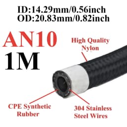 1M/2M/3M/5M/6M AN4 AN6 AN8 AN10 Car Fuel Hose Oil Gas Cooler Hose Line Pipe Tube Nylon Stainless Steel Braided Inside CPE Rubber