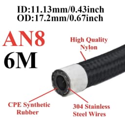 1M/2M/3M/5M/6M AN4 AN6 AN8 AN10 Car Fuel Hose Oil Gas Cooler Hose Line Pipe Tube Nylon Stainless Steel Braided Inside CPE Rubber