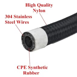 1M/2M/3M/5M/6M AN4 AN6 AN8 AN10 Car Fuel Hose Oil Gas Cooler Hose Line Pipe Tube Nylon Stainless Steel Braided Inside CPE Rubber