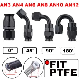 Universal Straight 0 45 90 180 Degree AN3 AN4 AN6 AN8 AN10 AN12 Car Hose End Fitting Hose Adapter For Swivel PTFE Oil Fuel Line