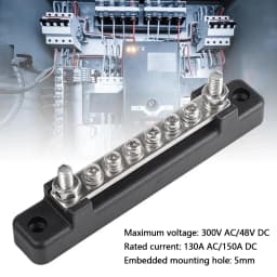 6 Way Power Distribution Block Bus Bar Car Terminal Block Negative Bus Bar 300V AC/48V DC 130A AC/150A DC for Caravan Truck Boat