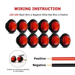 6/10X Waterproof Round 3/4" 12V 24V RED Side Marker Light Indicator Signal LED Lamp Trailer Truck Caravan Van Camper Boat BUS RV