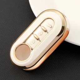 3 Buttons for Fiat 500 Ducato Panda Punto Gold TPU Car Flip Folding Key Case Cover Remote Key Shell Holder Protecor Keychain