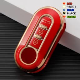 3 Buttons for Fiat 500 Ducato Panda Punto Gold TPU Car Flip Folding Key Case Cover Remote Key Shell Holder Protecor Keychain