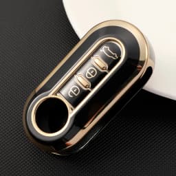 3 Buttons for Fiat 500 Ducato Panda Punto Gold TPU Car Flip Folding Key Case Cover Remote Key Shell Holder Protecor Keychain
