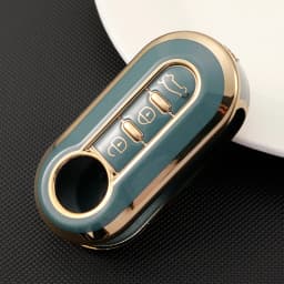 3 Buttons for Fiat 500 Ducato Panda Punto Gold TPU Car Flip Folding Key Case Cover Remote Key Shell Holder Protecor Keychain