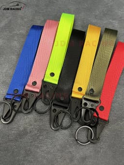 Hot Car Keytags Strap Keychain Emblem Nylon Webbing Blue Strap Keychain Key Chain with Steel Spring Clip Lanyard Accessory