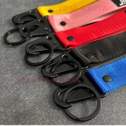 Hot Car Keytags Strap Keychain Emblem Nylon Webbing Blue Strap Keychain Key Chain with Steel Spring Clip Lanyard Accessory