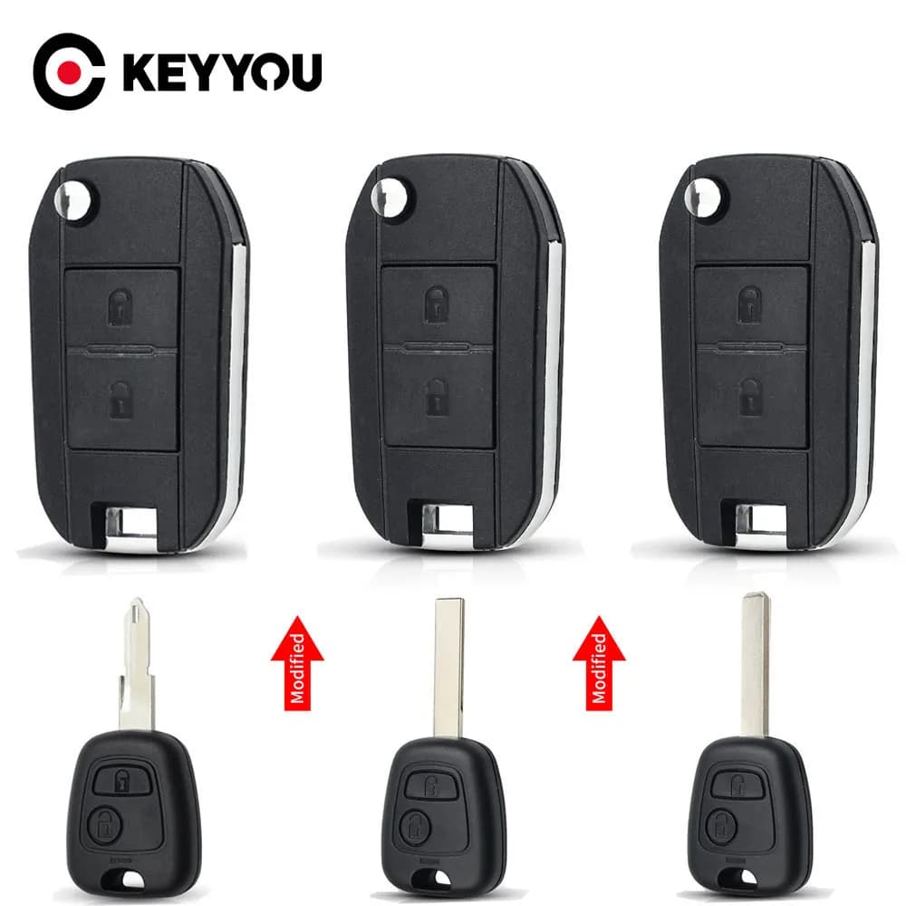 KEYYOU 1PCS Modified Version Folding Car Key For Toyota AYGO For Citroen C1 C3 For Peugeot 307 VA2 Blade Entry Fob Case 2 Button