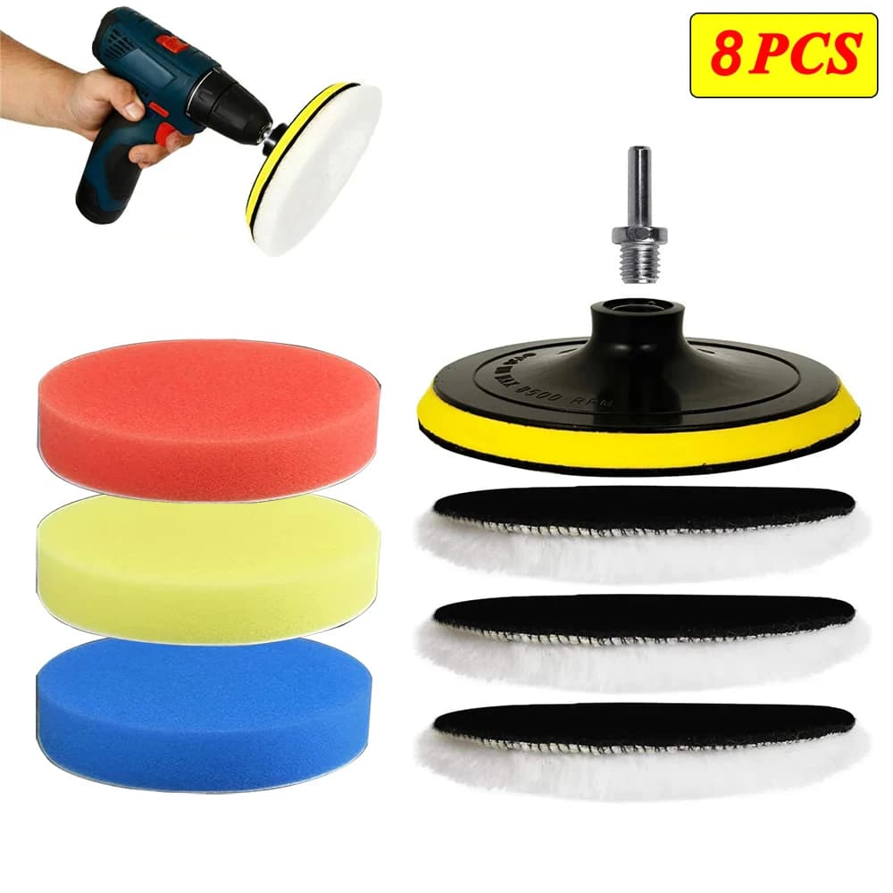 5/8Pcs 7/6/5 Inch Polishing Kit Polishing Pad Car Waxing Sponge Disk Wool Wheel for Auto Body Beauty Polisher Washing Car Gadget