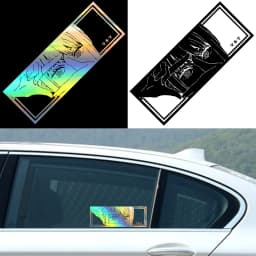 Car interior stickers, Japanese anime girl stickers, weather proof holographic stickers, automatic decoration