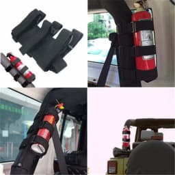Adjustable Extinguisher Mount Strap Oxford Cloth Car Roll Bar Fire Safety Holder Belt for Jeep Wrangler TJ JK JL 1997-2018