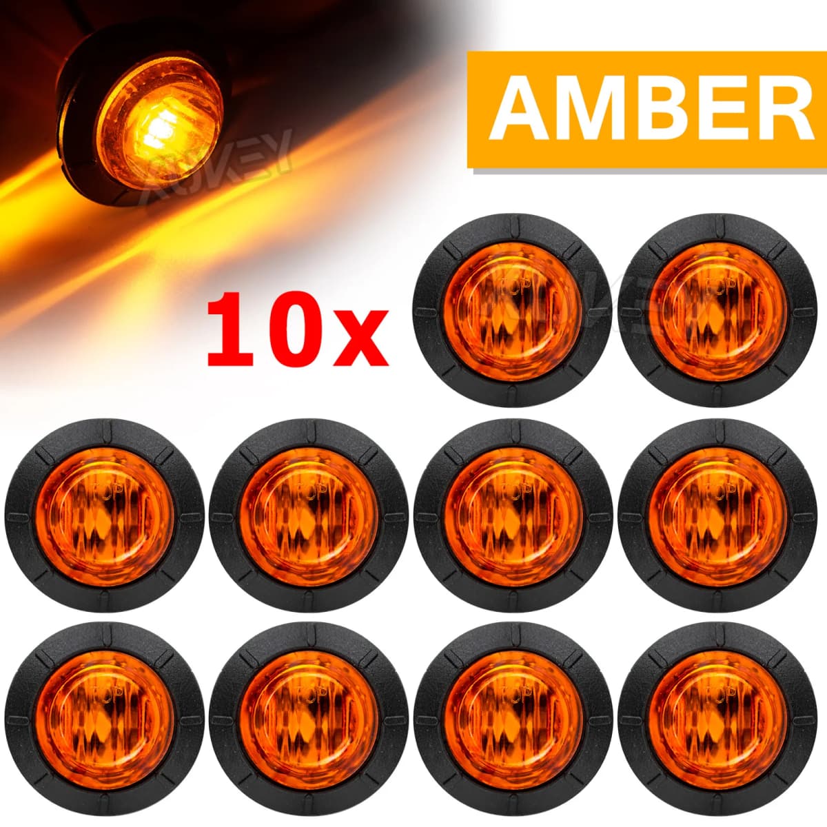 6/10x 12V 24V RED Side Mini Round 3/4" LED Marker Light Truck Trailer Boat Tractor Caravan ATV UTV RV Chassis Grille Signal Lamp