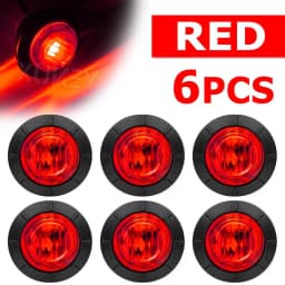 6/10x 12V 24V RED Side Mini Round 3/4" LED Marker Light Truck Trailer Boat Tractor Caravan ATV UTV RV Chassis Grille Signal Lamp