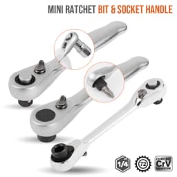 Mini Treble 1/4 Ratchet Wrench Double Ended Quick Socket Ratchet Wrench Screwdriver Hex Torque Wrenches Set Spanner