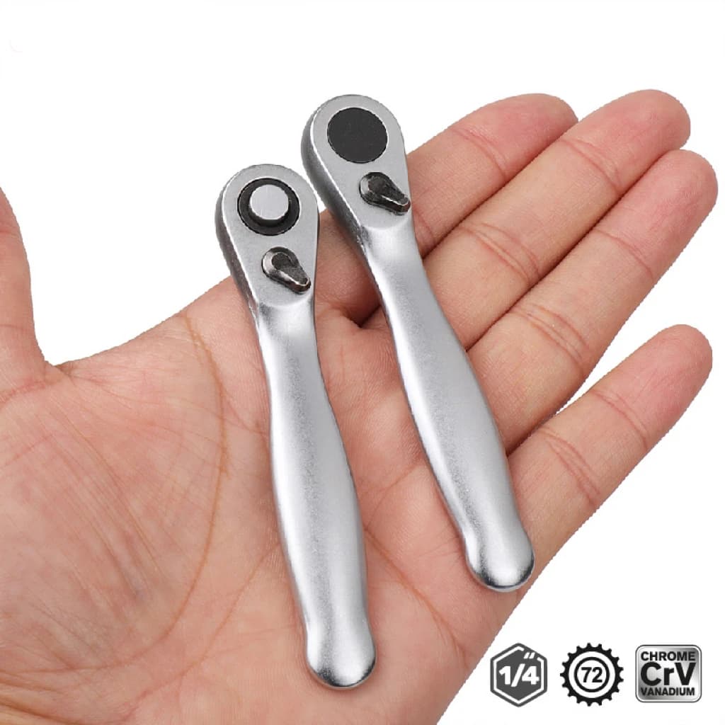 Mini Treble 1/4 Ratchet Wrench Double Ended Quick Socket Ratchet Wrench Screwdriver Hex Torque Wrenches Set Spanner
