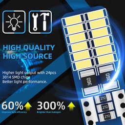 20PCS T10 W5W LED Canbus 3014 24SMD No Error 194 168 T10 LED Car Interior Instrument Light Bulb Lamp 12v Universal White 6000k