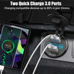 DaierTek Car USB Charger Socket Metal 60W Car Charger 12V 24V USB Outlet PD USB-C & Two QC3.0 Ports Touch Switch For Boat Marine