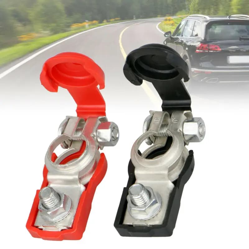 2pcs Negative Positive Auto Battery Cable Terminal Top Post Clamp For For SAE And DIN Batteries For All Cars