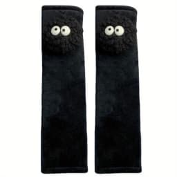 2pcs Black Spirit Pad Car Seat Belt Small Interior Decoration Protection Cartoon Creative Insurance Cover Car Accessories