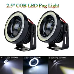 2.5'' 15W Car White COB LED Projector Angel Eyes Blue Ring DRL Fog Light Lamp