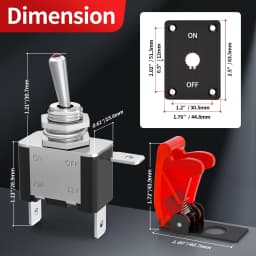 Toggle Switch 12V DC 20A Lighted Toggle Switch 3 Pin ON/Off SPST LED Illuminated with Mounting Panel Aircraft Safety Cover