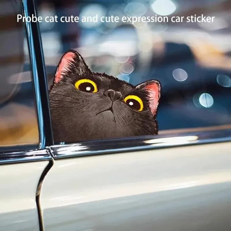 Probe Cat Creative Expression Car Stickers Electric Motorcycle Body Triangle Window Luggage Laptop Stickers Fun Car Stickers