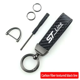 Car Carbon Fiber Leather Rope Keychain Key Chain Pendant Keyring Horseshoe Buckle for RAPTOR S-MAX STline TRANSIT Accessories