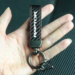 Car Carbon Fiber Leather Rope Keychain Key Chain Pendant Keyring Horseshoe Buckle for RAPTOR S-MAX STline TRANSIT Accessories