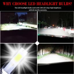 TCYATO 2Pcs Car LED Headlights C1 26000lm 80W COB Chip 3000k/4300k/6000k/8000k Lime H4 H7 H1 9005 H11 LED Lights