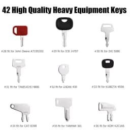 42pcs/18pcs construction machinery key set+2pcs wire ring+2pcs small key ring Heavy Equipment Construction Ignition Key