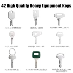 42pcs/18pcs construction machinery key set+2pcs wire ring+2pcs small key ring Heavy Equipment Construction Ignition Key