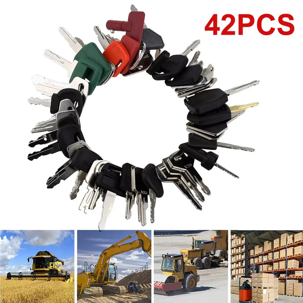 42pcs/18pcs construction machinery key set+2pcs wire ring+2pcs small key ring Heavy Equipment Construction Ignition Key
