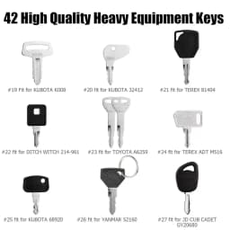 42pcs/18pcs construction machinery key set+2pcs wire ring+2pcs small key ring Heavy Equipment Construction Ignition Key