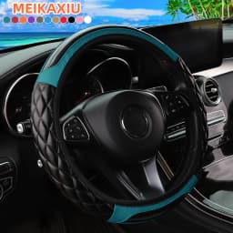 1 Crystal Carbon Fiber Embroidered Leather Automotive Steering Wheel Cover Without Inner Rim for 14.5-15 Inch Car Accessories