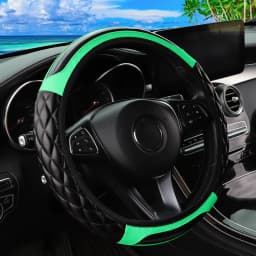 1 Crystal Carbon Fiber Embroidered Leather Automotive Steering Wheel Cover Without Inner Rim for 14.5-15 Inch Car Accessories