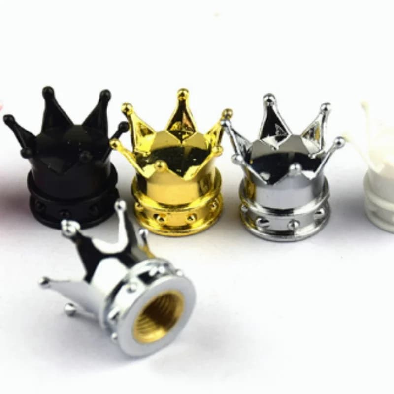 4Pcs Car Universal Crown Valve Caps Dustproof Waterproof Wheel Valve Cover Air Car Motorcycle Tyre Rim Cap Car Trim Valve Cap