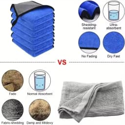 1/3/6pcs Microfiber Car Washing Towel Soft Quick Drying Windows Mirrors Wiping Rags Home Double Layer Cleaning Cloths