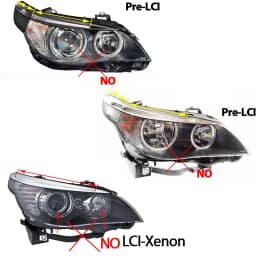 100W Angel Eye DRL light (Daytime Running Lights) for BMW 5 Series E60 E61 LCI Halogen Headlight 2007-2010 - White or Yellow
